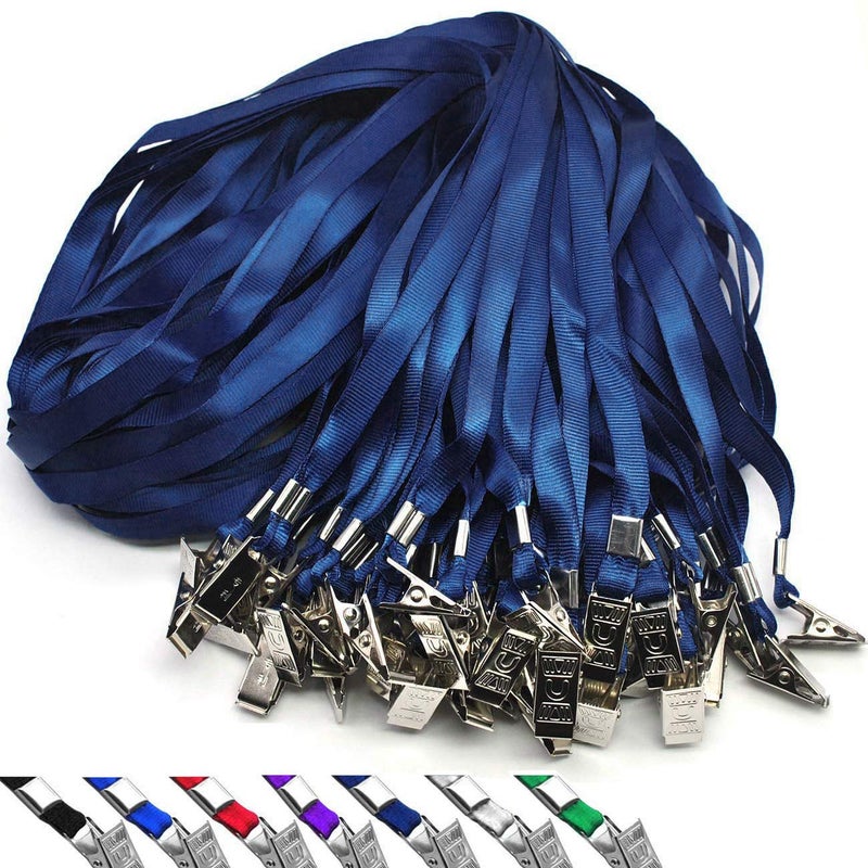 Beebel Navy Blue Lanyards 50pcs 32 Inch Lanyard for ID Name Tag Badge Holders (Navy Blue) - Image 1